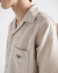 Short-sleeved chambray shirt