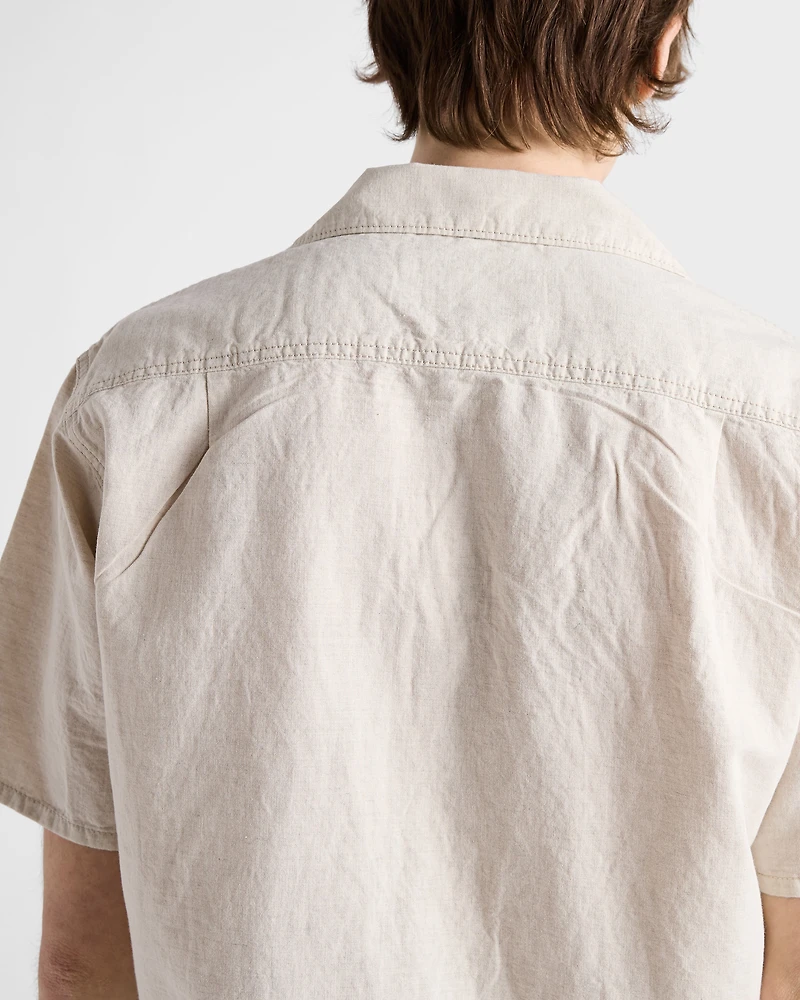 Short-sleeved chambray shirt