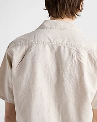 Short-sleeved chambray shirt