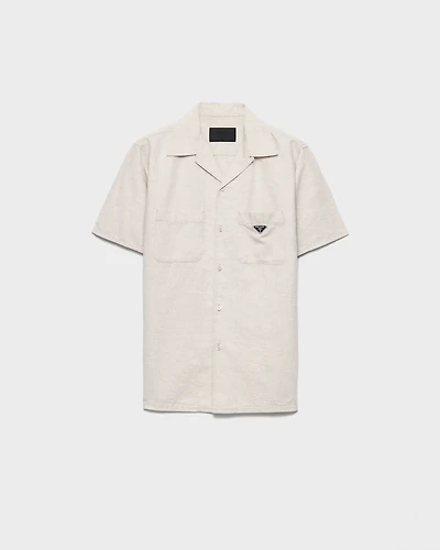 Short-sleeved chambray shirt