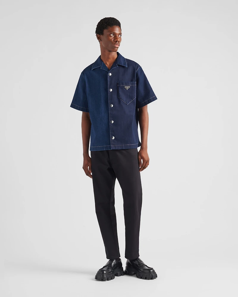 Double Match washed denim shirt