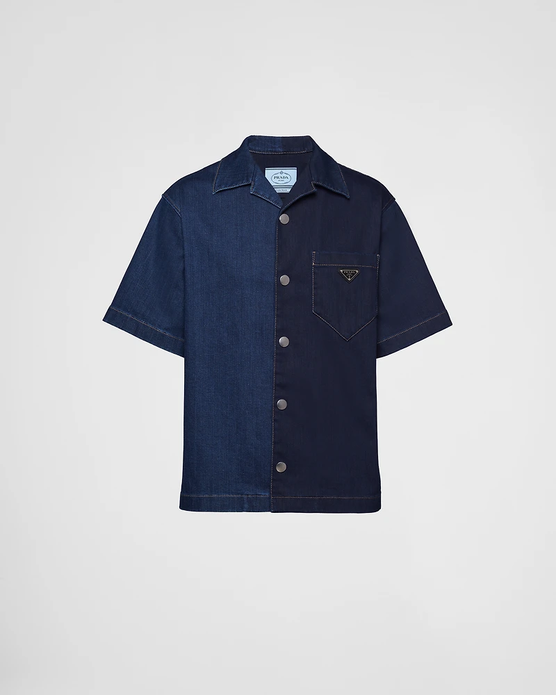 Double Match washed denim shirt