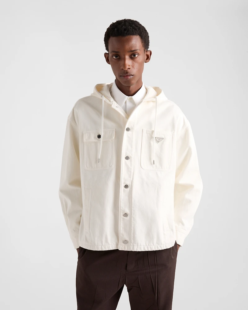 Hooded denim shirt