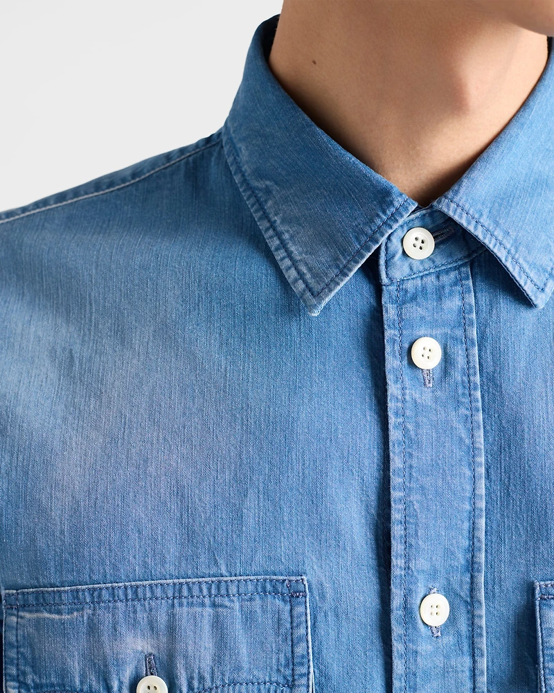 Short-sleeved light denim shirt