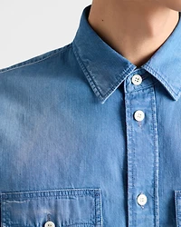 Short-sleeved light denim shirt