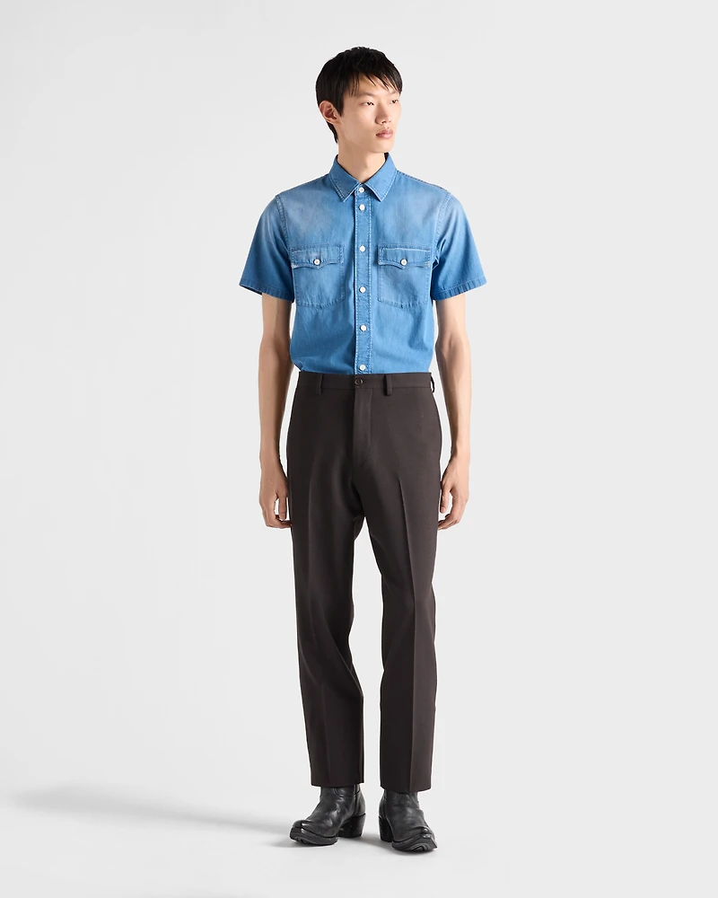 Short-sleeved light denim shirt