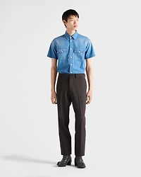 Short-sleeved light denim shirt