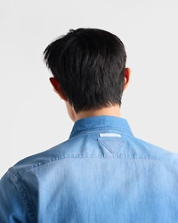 Short-sleeved light denim shirt