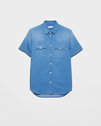 Short-sleeved light denim shirt