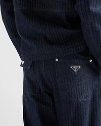 Wide-leg chevron denim jeans