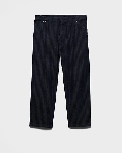 Wide-leg chevron denim jeans