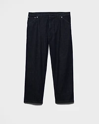 Wide-leg chevron denim jeans