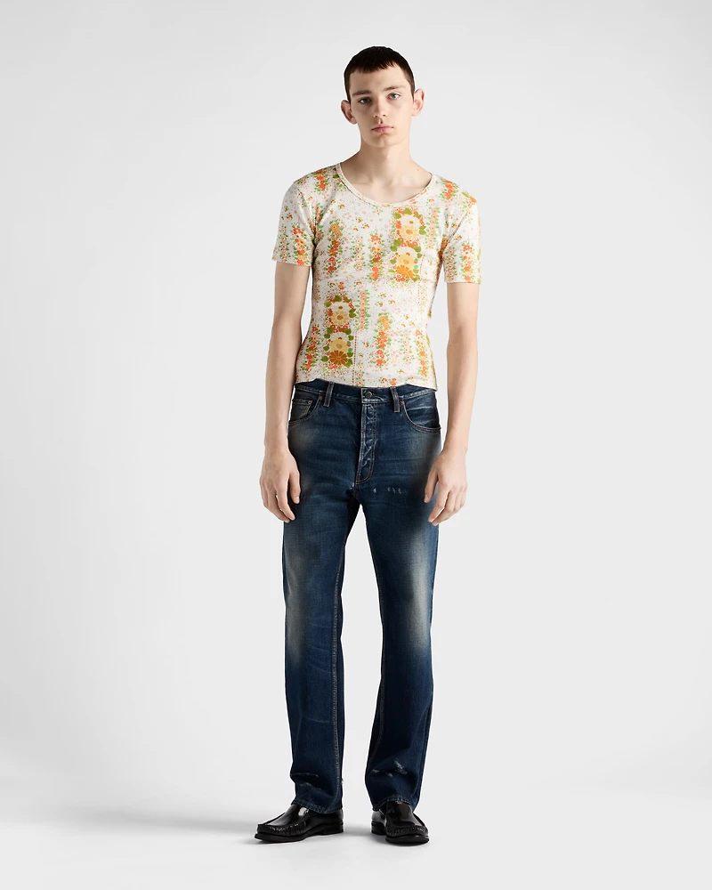 Regular washed denim jeans