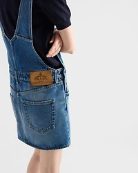 Denim bib overall mini-dress