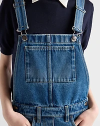 Denim bib overall mini-dress
