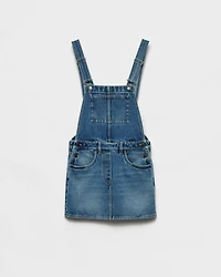 Denim bib overall mini-dress
