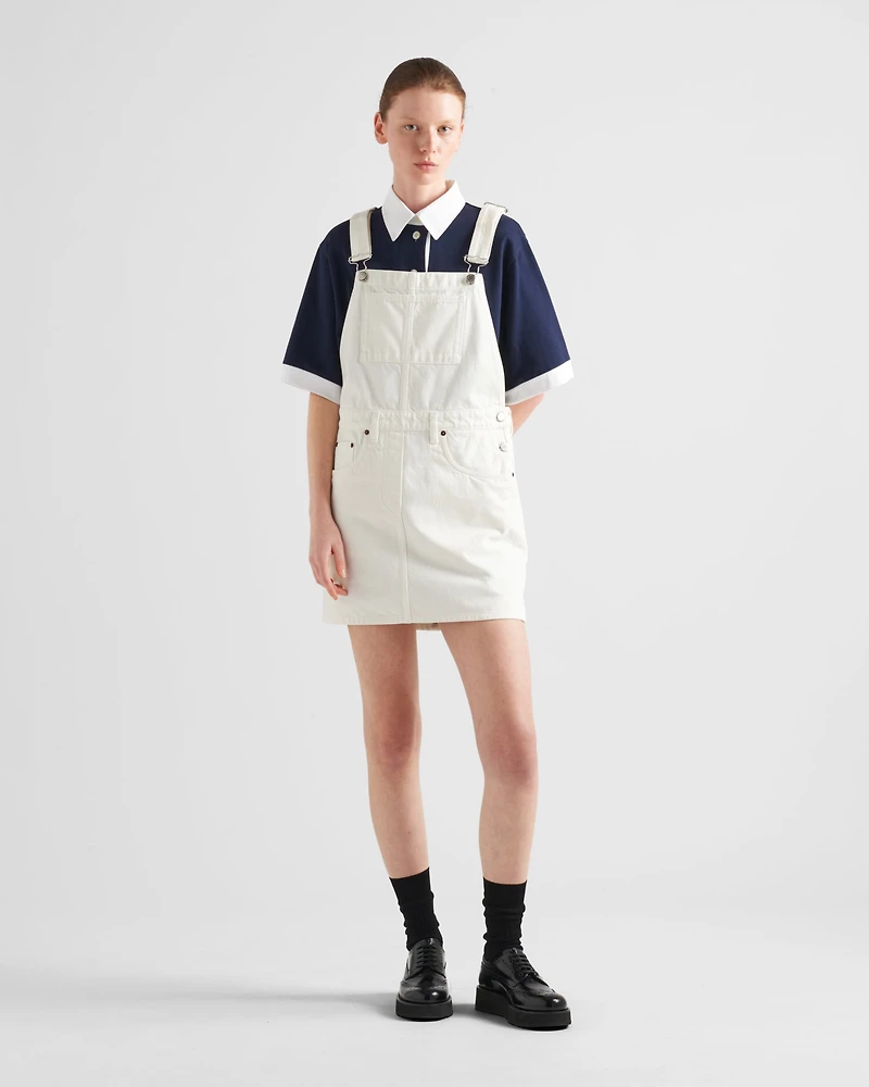 Denim overall mini-dress