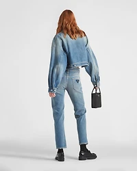 Cropped organic denim jacket