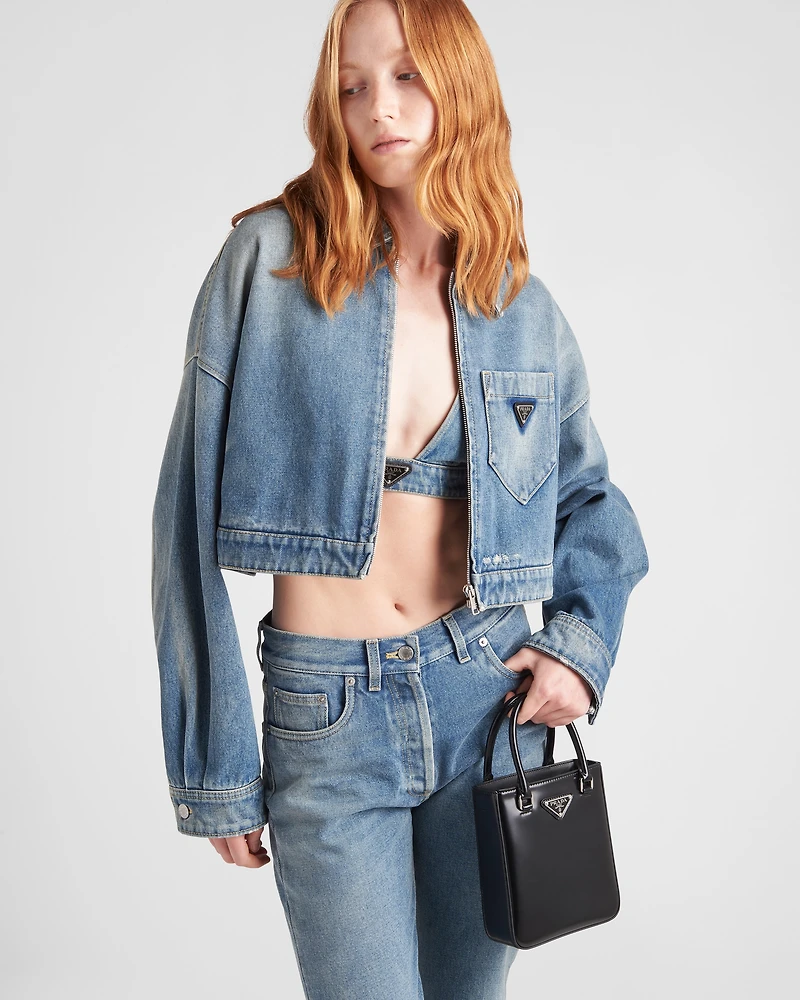 Cropped organic denim jacket