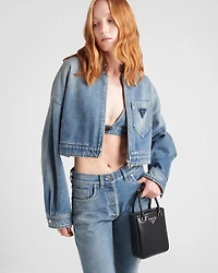 Cropped organic denim jacket