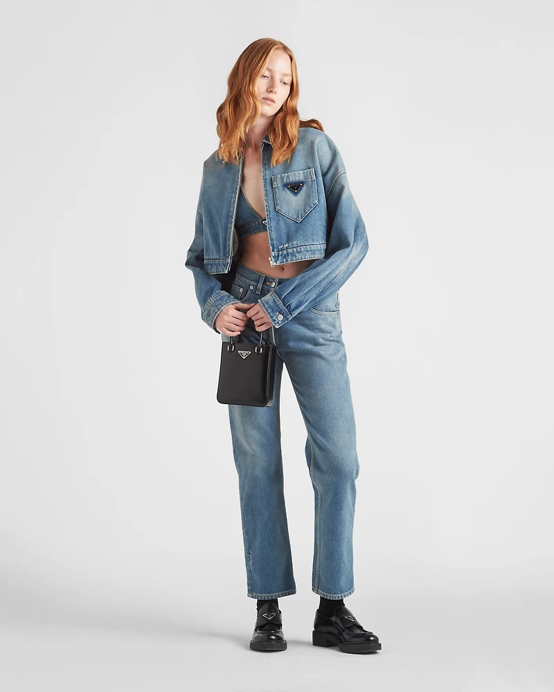 Cropped organic denim jacket