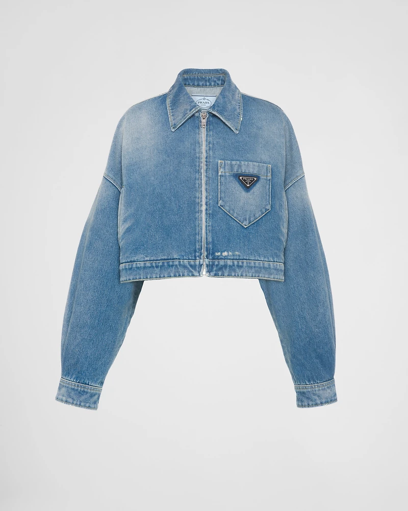 Cropped organic denim jacket