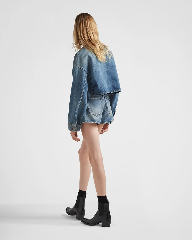 Denim blouson jacket