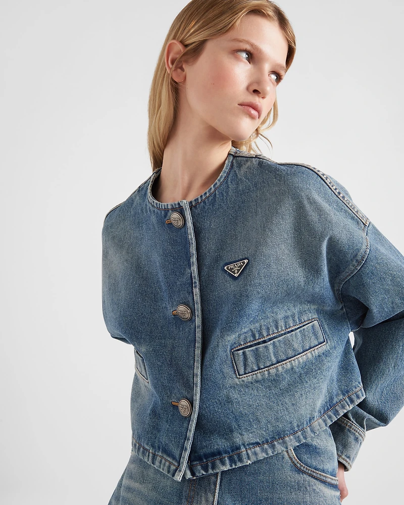 Denim blouson jacket