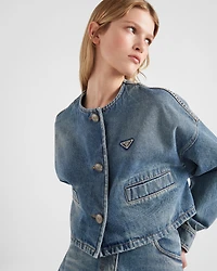 Denim blouson jacket