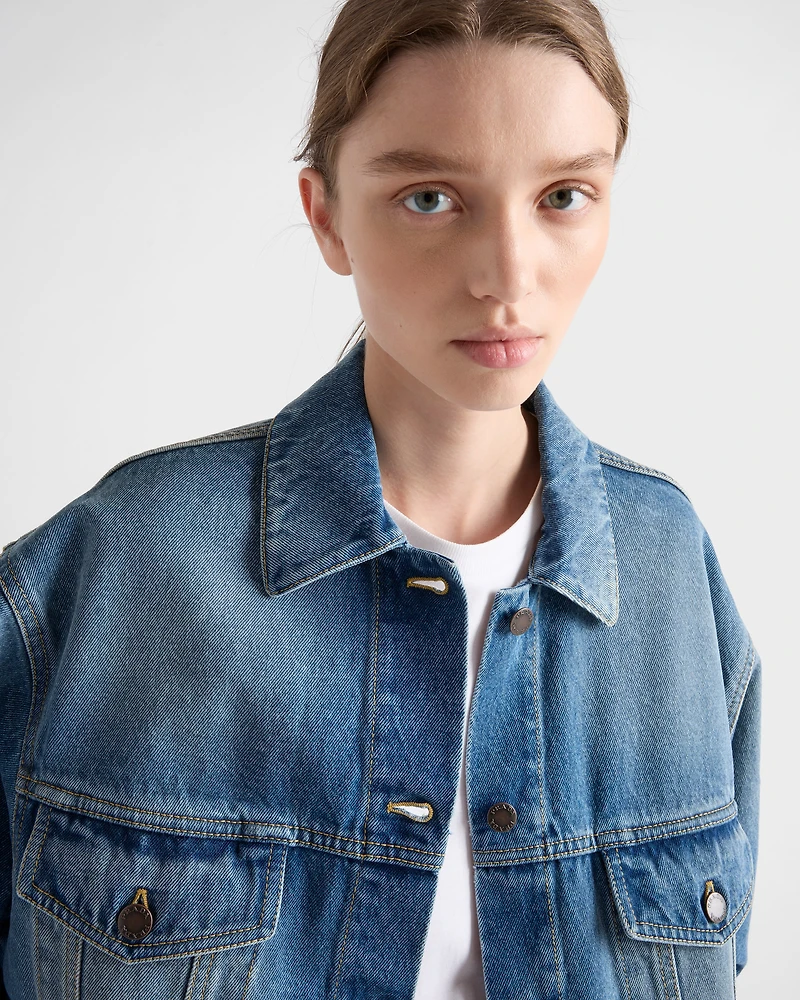 Denim blouson jacket