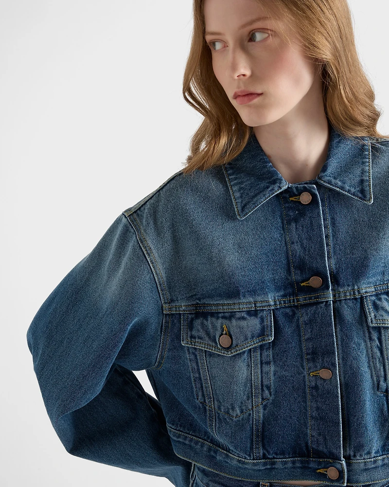 Denim blouson jacket