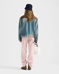 Denim and leather blouson jacket