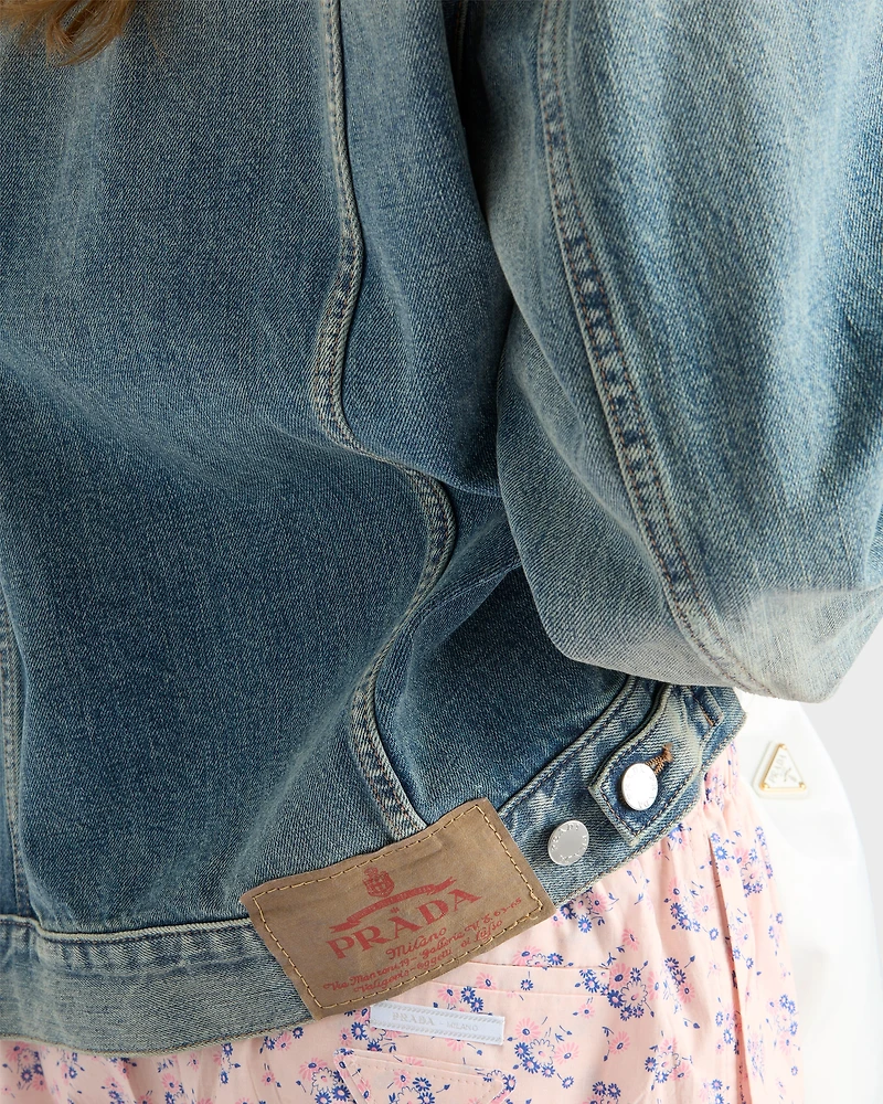 Denim and leather blouson jacket