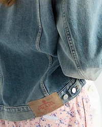 Denim and leather blouson jacket