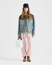 Denim and leather blouson jacket