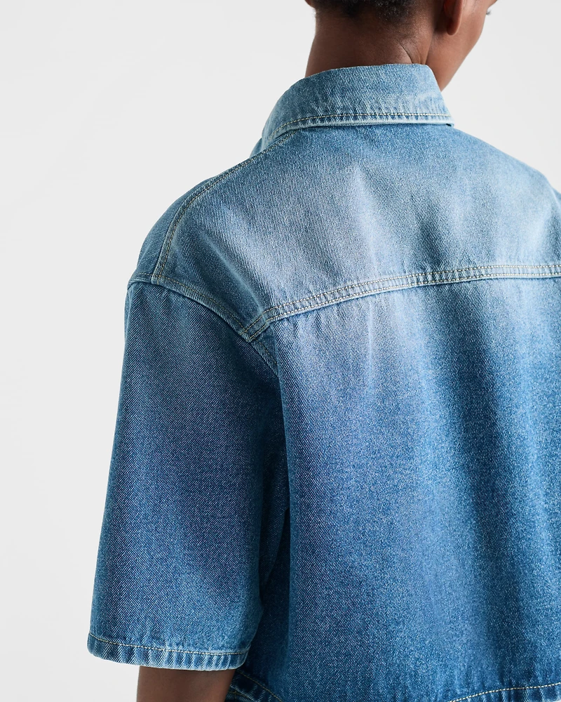 Cropped denim shirt