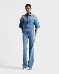 Cropped denim shirt