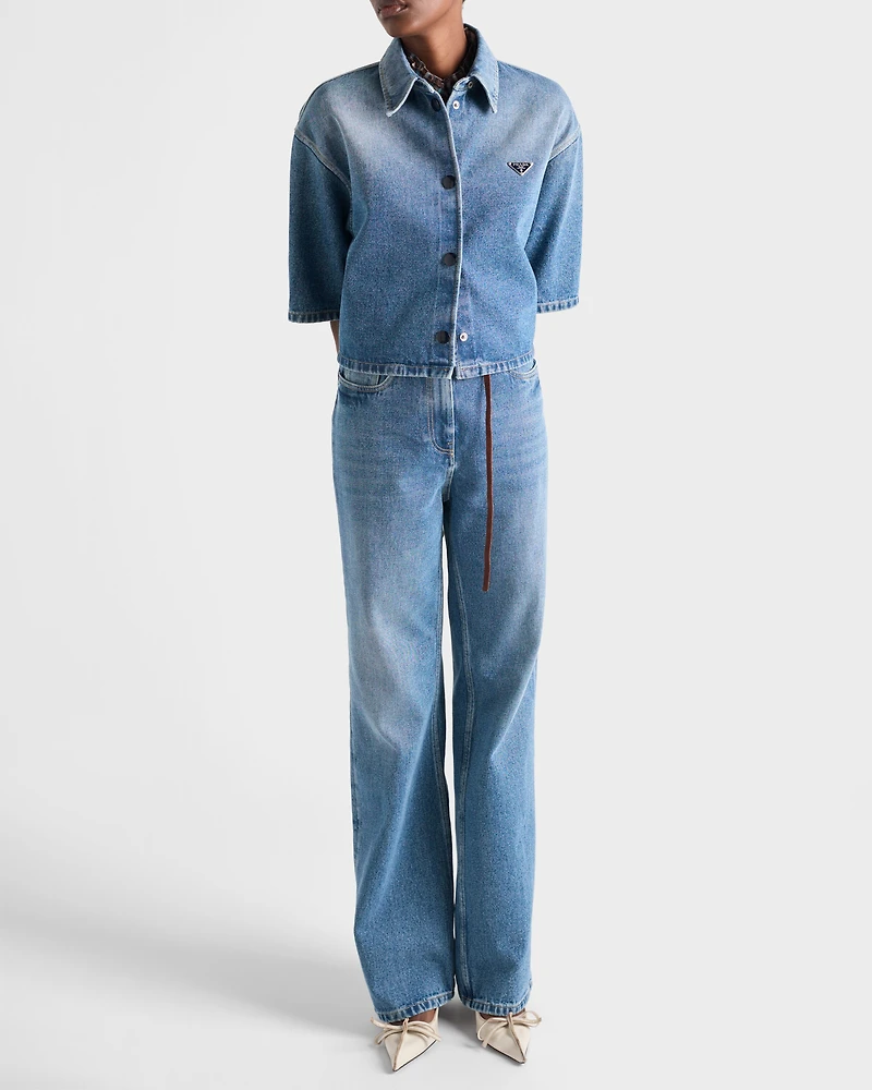 Cropped denim shirt