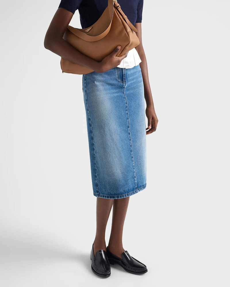Flared denim skirt