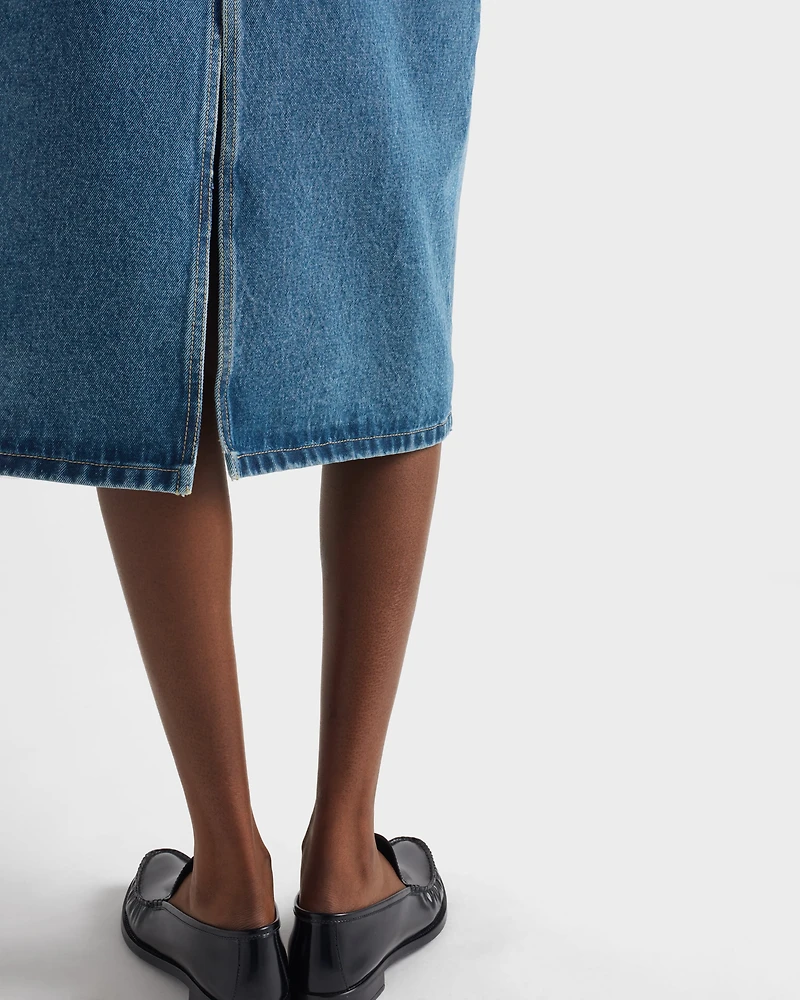 Flared denim skirt