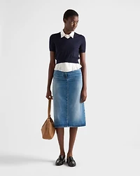 Flared denim skirt