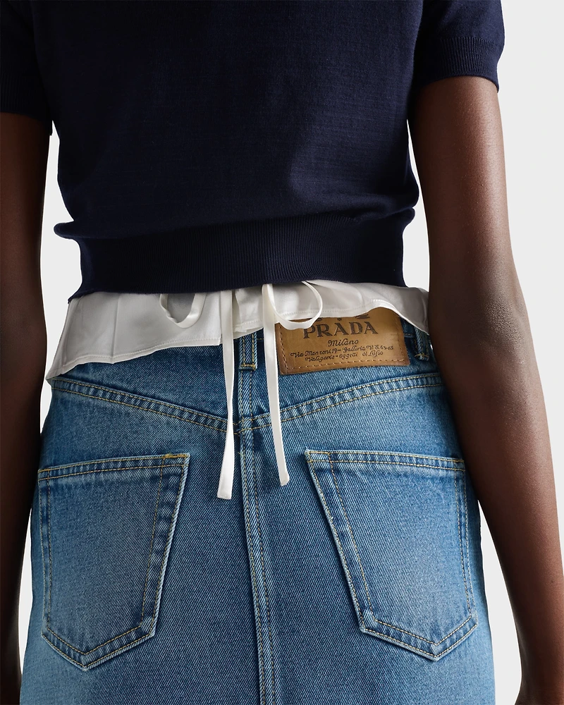 Flared denim skirt