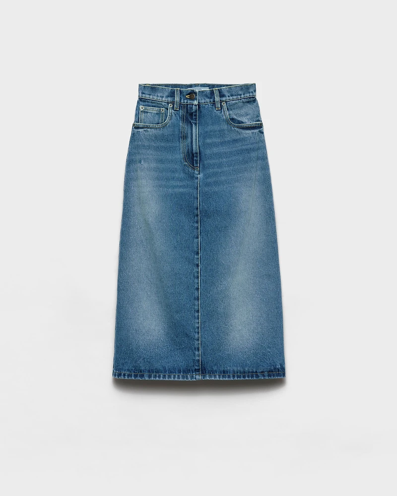 Flared denim skirt