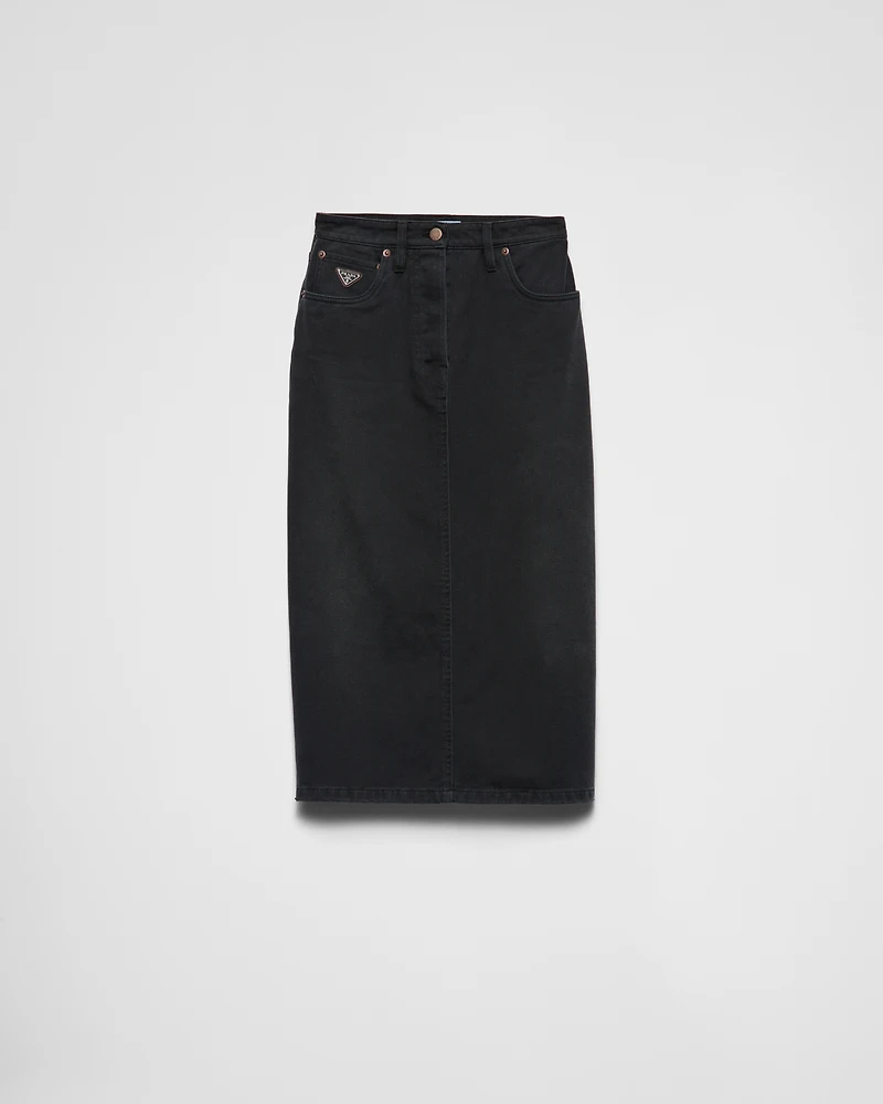 Denim midi-skirt