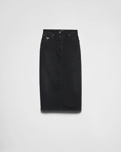 Denim midi-skirt