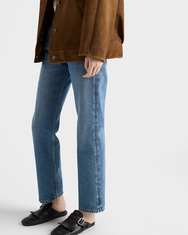 Straight-leg denim jeans