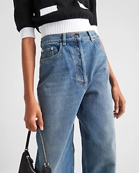 High-waisted denim jeans