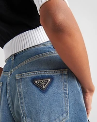 High-waisted denim jeans
