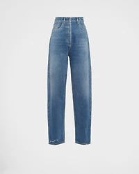 High-waisted denim jeans