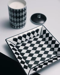 Large square porcelain catchall tray - Checkerboard